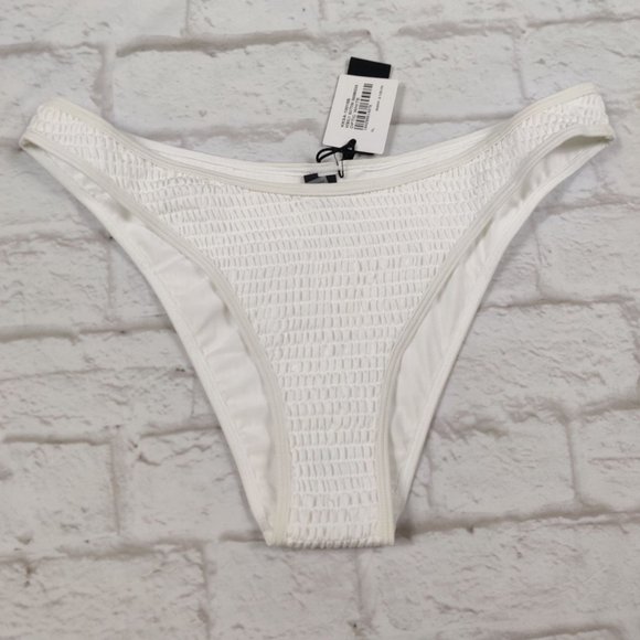 Kendall and Kylie white ruched cheeky bikini bottom simple chic minimalist sz XL - Picture 1 of 6